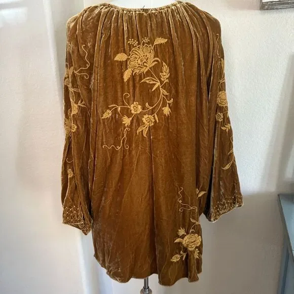 Johnny Was Velvet Tunic Peasant Blouse Large - Picture 5 of 14